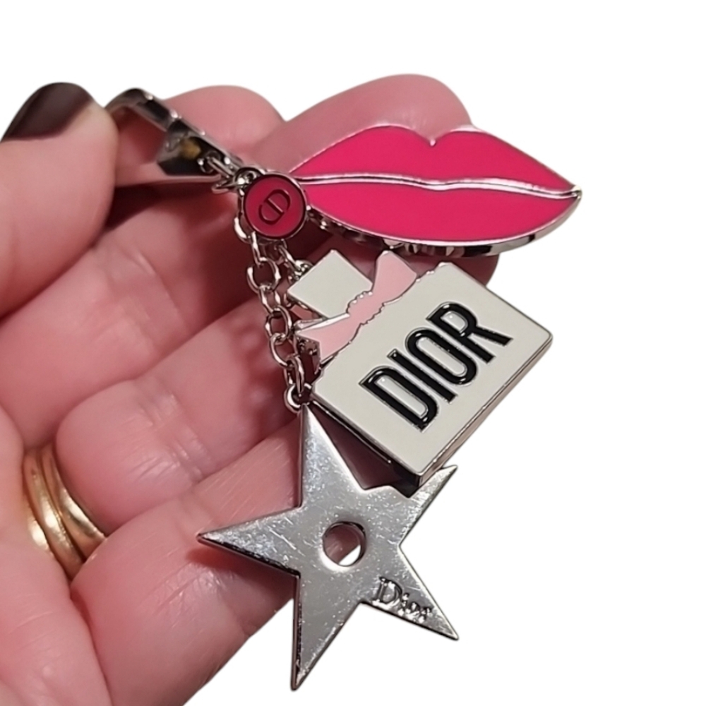 DIOR Purse Bag Charm Keychain Key FOB Miss Dior Bottle Logo Star Kiss Dust Bag - Picture 4 of 16